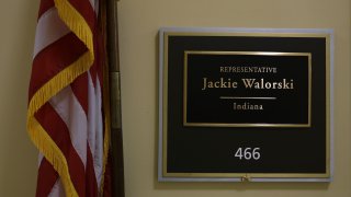 WASHINGTON, DC - AUGUST 03: The name plate of U.S. Rep. Jackie Walorski (R-IN) is seen outside her office at Cannon House Office Building on Capitol Hill August 3, 2022 in Washington, DC. Walorski, 58, and two staff members were killed in a car crash in Elkhart County, Indiana today. (Photo by Alex Wong/Getty Images)