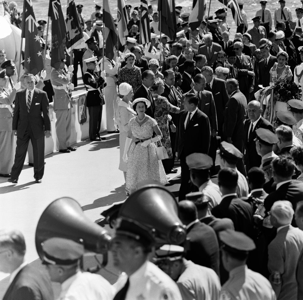 Queen Elizabeth II and Prince Philip, Duke of Edinburgh Royal tour of Canada and The United States. The Queen and Duke pictured arriving in Chicago. 6th July 1959. (Photo by Freddie Reed/Mirrorpix via Getty Images)