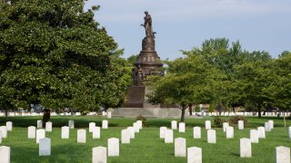 The Confederate Memorial at Arlington National Cemetery is photographed on Aug. 17, 2017 in Arlington, Virginia.