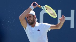 Aug 30, 2022; Flushing, NY, USA; Richard Gasquet of France during his match against Taro Daniel of Japan on day two of the 2022 U.S. Open tennis tournament at USTA Billie Jean King National Tennis Center. Mandatory Credit: Jerry Lai-USA TODAY Sports