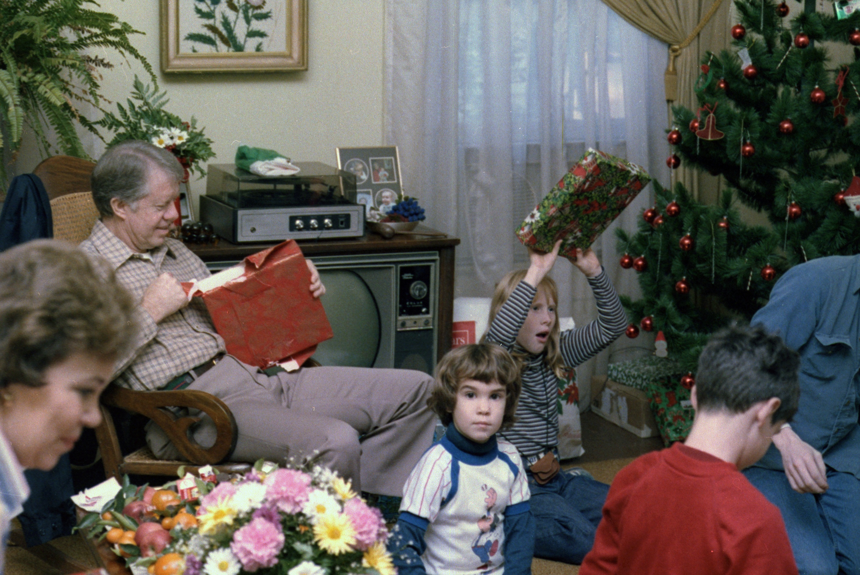 Jimmy Carter and family celebrate Christmas at home, Dec. 25, 1978.