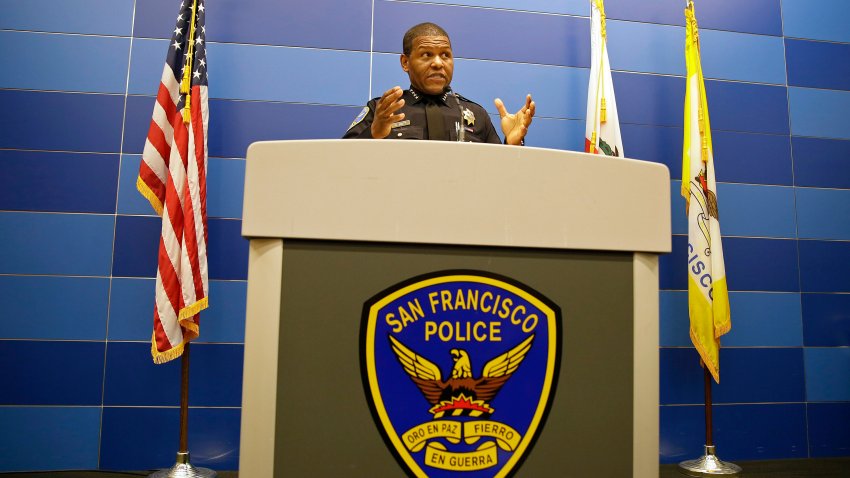 FILE – San Francisco Police Chief Bill Scott answers questions during a news conference in San Francisco, on May 21, 2019. The Democratic San Francisco Board of Supervisors could allow police to use potentially lethal, remote-controlled robots in emergency situations. The 11-member board will vote Tuesday, Nov. 29, 2022, on a controversial proposal opposed by civil rights advocates critical of the militarization of police. (AP Photo/Eric Risberg, File)