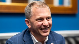 UNITED STATES – DECEMBER 6: Rep. Sean Casten, D-Ill., speaks with Roll Call in his office on Monday, Dec. 6, 2021. (Photo by Bill Clark/CQ-Roll Call, Inc via Getty Images)