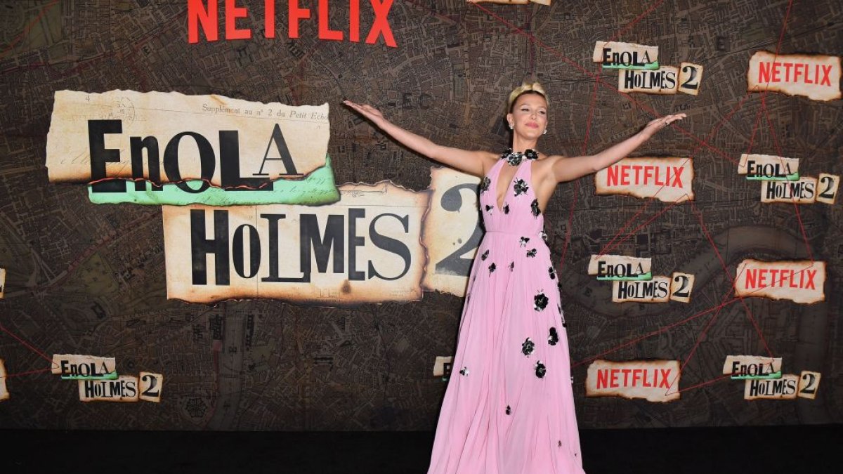 World Premiere Of Netflix s Enola Holmes 2 British actress Millie Bobby  Brown wearing Louis Vuitton