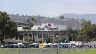 PASADENA, CA – JULY 30: Outside view of Rose Bowl prior to the preseason friendly match between Real Madrid and Juventus FC at Rose Bowl on July 30, 2022 in Pasadena, California.