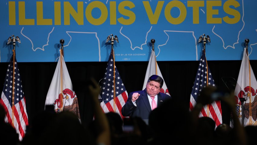 CHICAGO, ILLINOIS – SEPTEMBER 16: Illinois Governor J.B. Pritzker participates in a rally to support Illinois Democrats on the campus of UIC on September 16, 2022 in Chicago, Illinois. Vice President Kamala Harris also participated attended the rally.  (Photo by Scott Olson/Getty Images)