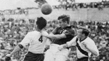 Where Saudi Arabia's win ranks among biggest World Cup upsets - NBC Chicago 5 England midfielder Thomas Finney, center, tries to head the ball past USA defenders Charlie Colombo and Edward John McIlvenny during the World Cup first round match between England and USA on June 29 1950. The United States rout heavy favorites England 1–0 with a goal scored by striker Joseph Gaetjens.