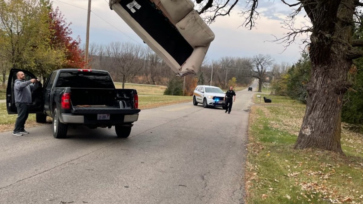Couch Found Hanging From Tree Branch in Wonder Lake NBC Chicago