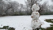 A snowman in the northern suburbs on Nov. 15, 2022.
