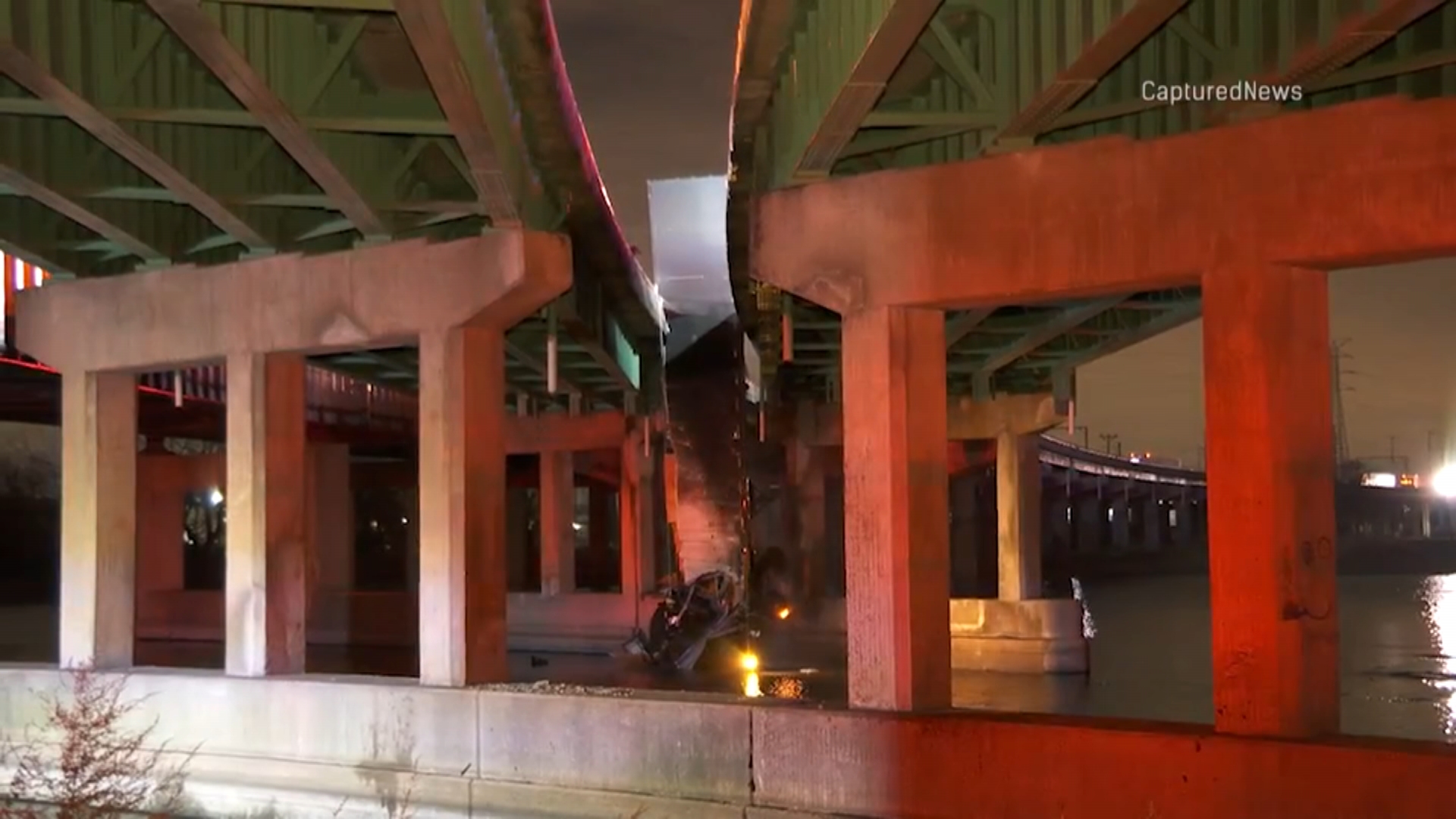 Part of Indiana Toll Road Remains Closed Hours After UPS Truck Catches Fire, Crashes Off Bridge