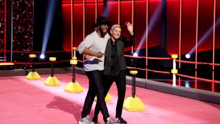 ELLEN’S GAME OF GAMES — “Ain’t No Mt. Saint Ellen High Enough” Episode 313 — Pictured: (l-r) Stephen “tWitch” Boss, Ellen DeGeneres — (Photo by: Mike Rozman/Warner Brothers/NBC/NBCU Photo Bank via Getty Images)