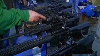 Assault weapons on display at a gun store in this file photo.