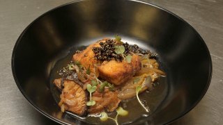 BRUNSWICK, ME – MARCH 13: Cara Stadler, James Beard Award nominee, cooks a dish for us, with sustainable fish. Stadler’s fluke with braised endive and shitake mushrooms. March 13, 2014. (Photo by John Ewing/Portland Portland Press Herald via Getty Images)