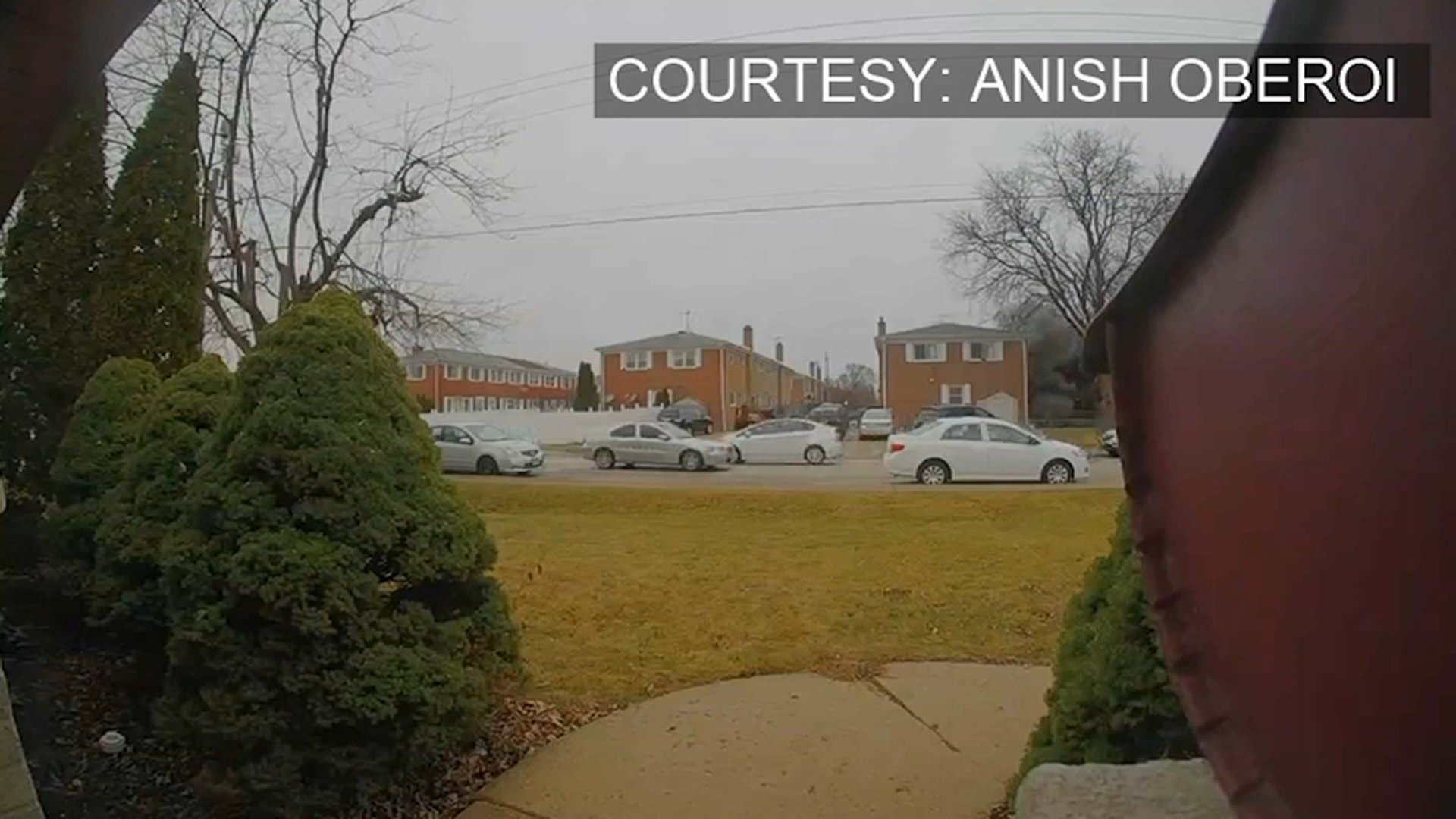 Doorbell Camera Captures Explosion Moments Before Fire at Townhouse in Maine Township