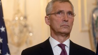 NATO Secretary-General Jens Stoltenberg delivers remarks to the news media as U.S. Secretary of State Antony Blinken hosts Stoltenberg at the State Department in Washington, U.S., June 1, 2022.