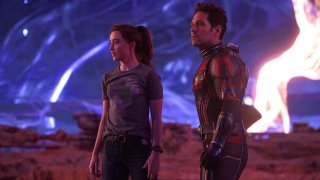 Cassie Lang (Kathryn Newton) and Scott Lang (Paul Rudd) in “Ant-Man and the Wasp in Quantumania.”
