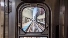 looking through an el train window