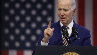 U.S. President Joe Biden delivers remarks at the International Brotherhood of Electrical Workers