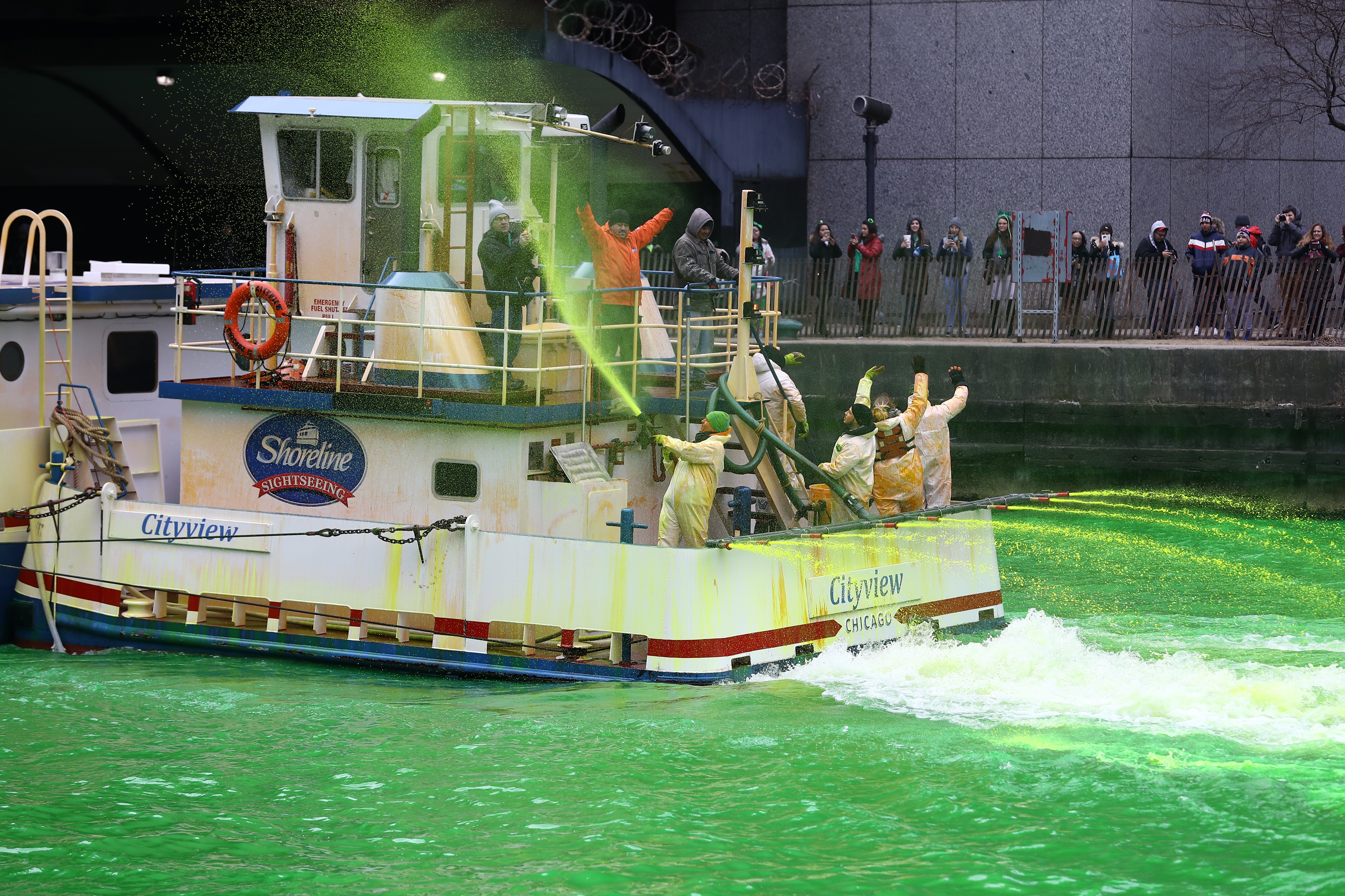 The Chicago River turns green for St. Patrick's Day. 2018