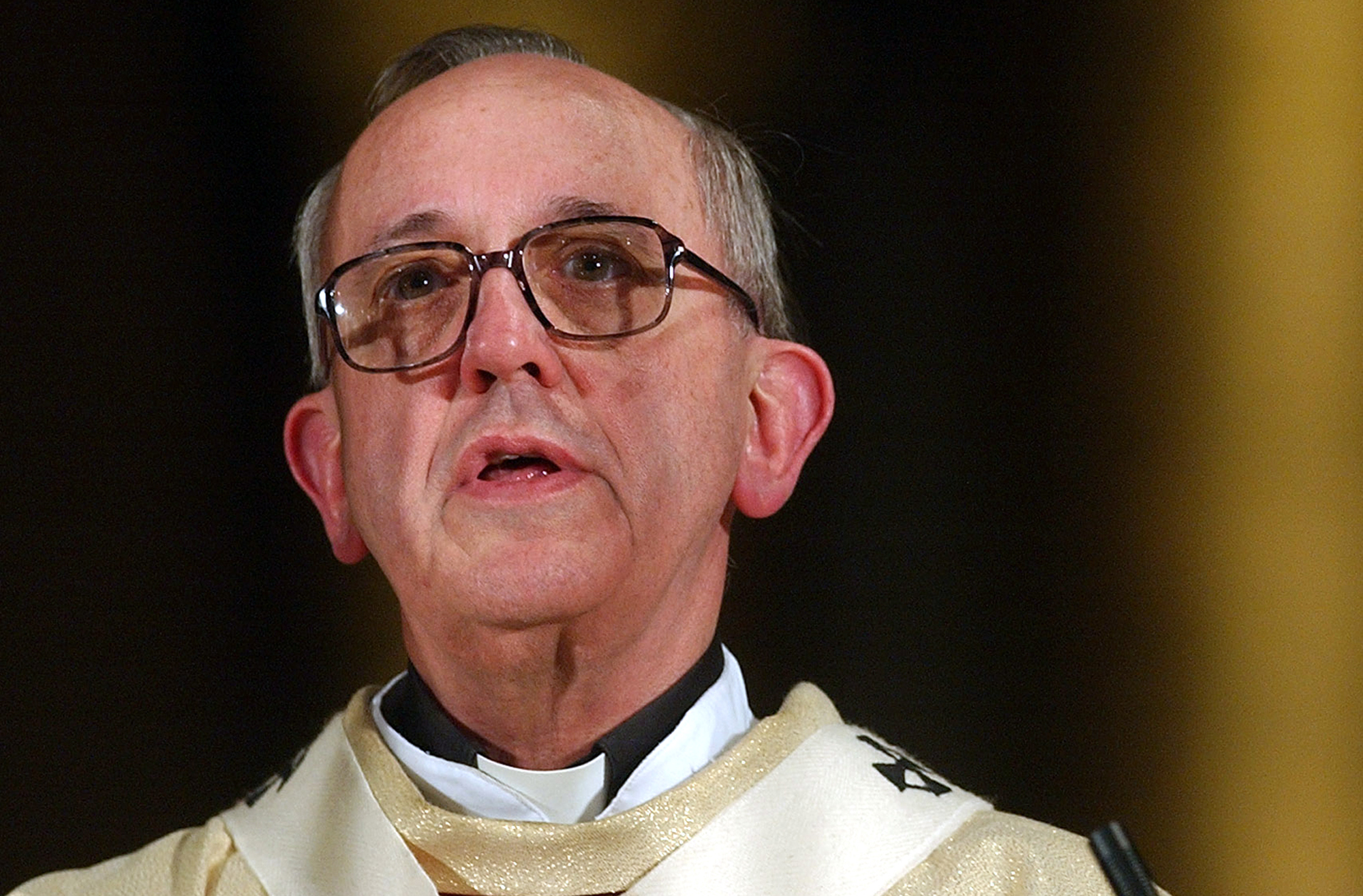 This April 4, 2005 file photo shows Argentine Cardinal Jorge Mario Bergoglio, celebrating a Mass in honor of Pope John Paul II at the Buenos Aires Cathedral in Buenos Aires, Argentina.