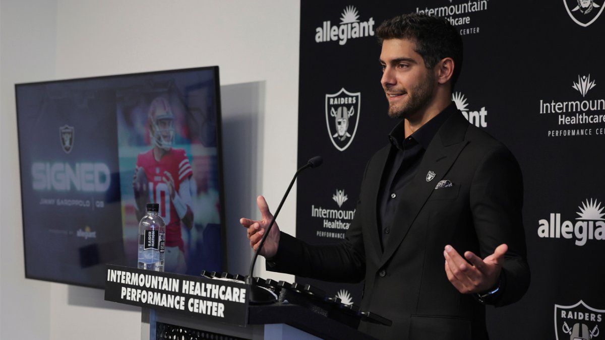 Jimmy Garoppolo is set to be introduced by the Las Vegas Raiders today