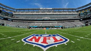 General view of the National Football League logo inside of MetLife Stadium prior to a preseason game between the New York Giants and the New York Jets on August 27, 2016 in East Rutherford, New Jersey.