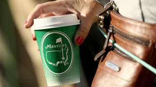 AUGUSTA, GA – APRIL 05: A Masters logo is seen on a cup during the first round of the 2018 Masters Tournament at Augusta National Golf Club on April 5, 2018 in Augusta, Georgia. (Photo by Jamie Squire/Getty Images)