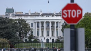 The south facade of the White House in Washington DC, United States on April 21, 2022.