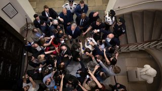 WASHINGTON, DC – MAY 26: U.S. Speaker of the House Rep. Kevin McCarthy (R-CA) speaks to members of the media after arriving at the U.S. Capitol on May 26, 2023 in Washington, DC. Speaker McCarthy discussed the latest development of the debt ceiling negotiations with the White House. (Photo by Win McNamee/Getty Images)