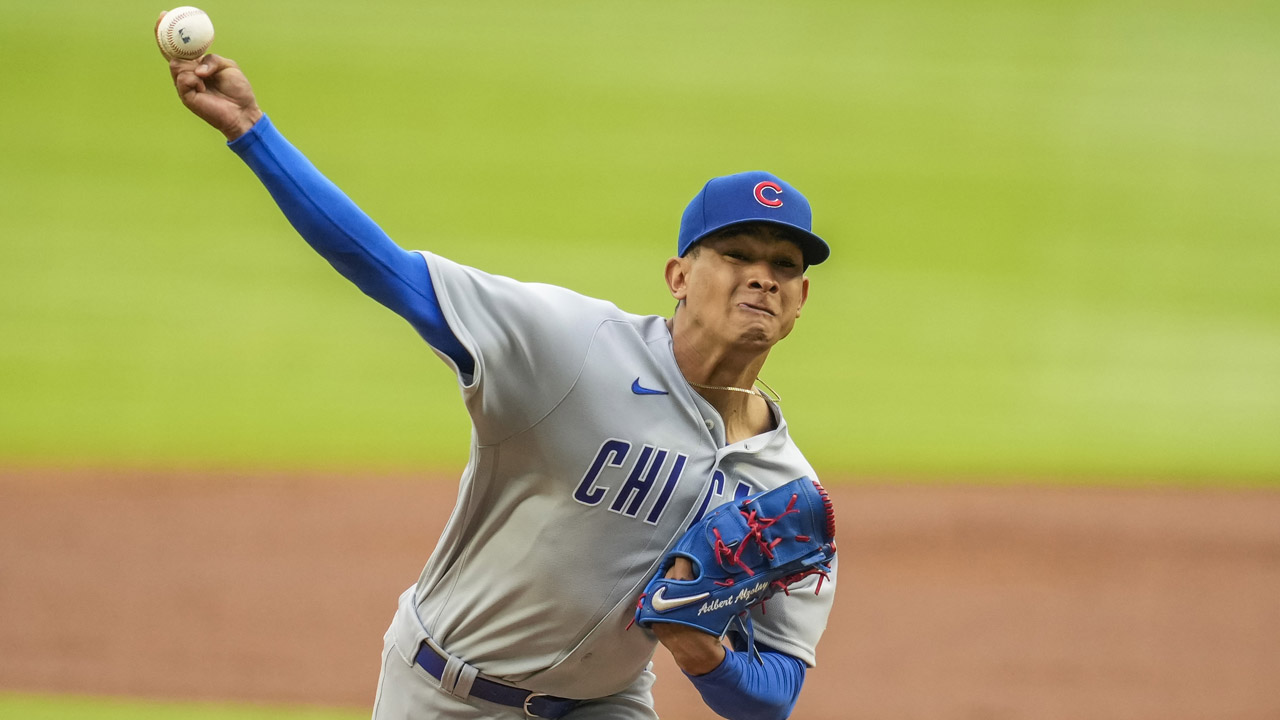 Adbert Alzolay of the Chicago Cubs delivers a pitch during the ninth  News Photo - Getty Images
