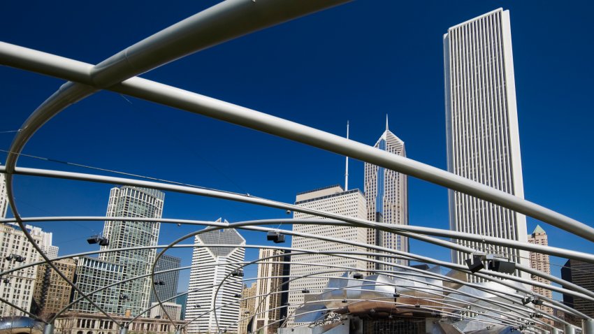 Chicago with Pritzker Pavillion in Millennium Park