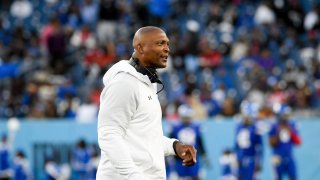 Tennessee State University head coach Eddie George reacts to action on the field during TSU’s Homecoming game at Nissan Stadium in Nashville, Tenn., Saturday, Oct. 8, 2022. Tsu Bcu 017