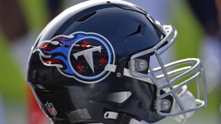 Dec 4, 2022; Philadelphia, Pennsylvania, USA; Tennessee Titans helmet on the bench against the Philadelphia Eagles at Lincoln Financial Field.