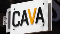 The Cava logo is displayed at a Cava restaurant chain location on February 6, 2023 in Pasadena, California. 