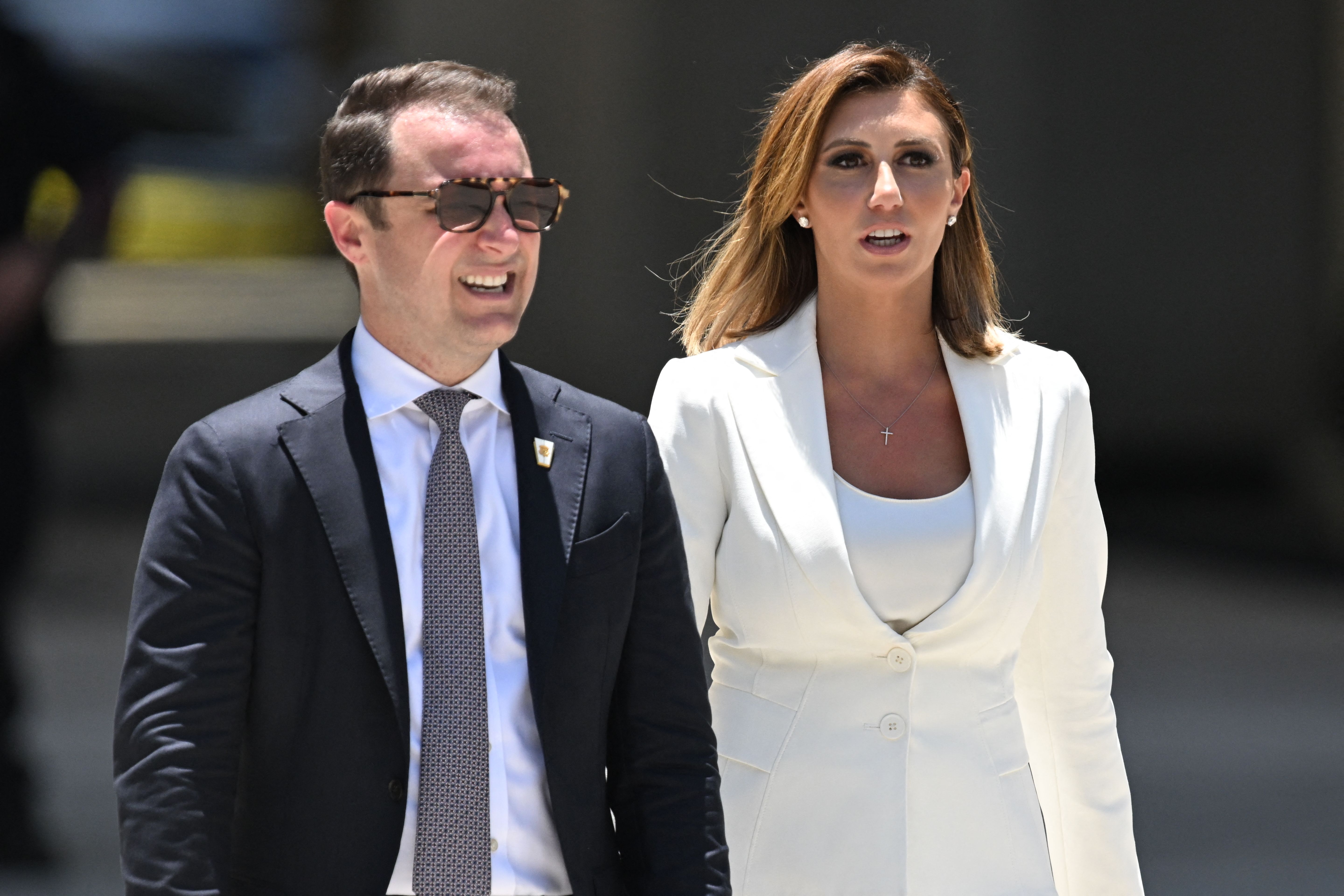 Alina Habba, lawyer for former President Donald Trump, right, arrives at Wilkie D. Ferguson Jr. United States Federal Courthouse in Miami, June 13, 2023.