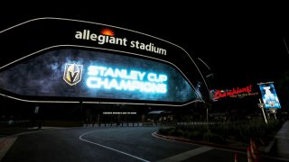 A video board, a marquee and a billboard at Allegiant Stadium, on June 13, 2023 in Las Vegas, Nevada.