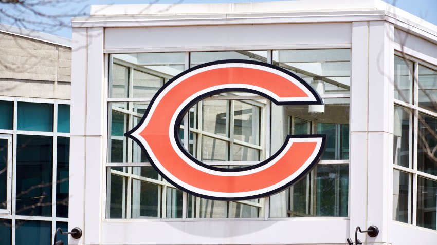 LAKE FOREST, IL – JUNE 05: A geneneral view of the exterior of Halas Hall and the Chicago Bears logo is seen during the Bears Minicamp on May 23, 2018 at Halas Hall, in Lake Forest, IL. (Photo by Robin Alam/Icon Sportswire via Getty Images)