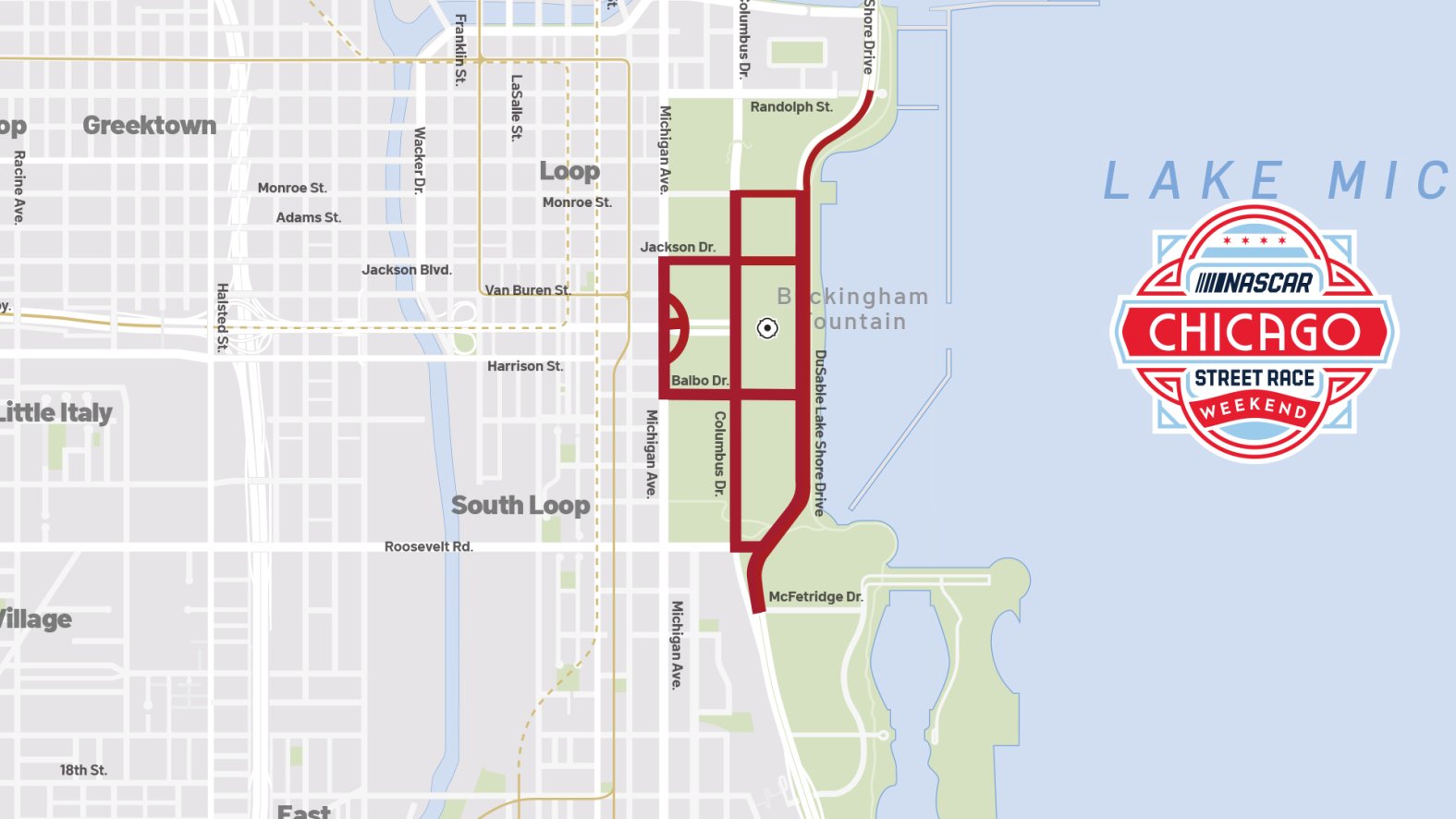 Map Latest NASCAR Chicago Road Closures Include DuSable Lake Shore map-latest-nascar-chicago-road-closures-include-dusable-lake-shore