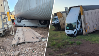 Freight train carrying vehicles derails, crushing new cars and trucks