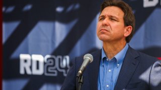 Florida Governor and Republican U.S. presidential candidate Ron DeSantis attends a barbecue hosted by former diplomat Scott Brown, as part of his “No B.S. Backyard BBQ” series, in Rye, New Hampshire, U.S. July 30, 2023.
