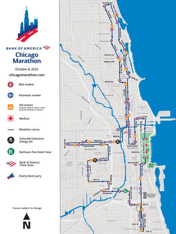 See the 2025 Bank of America Chicago Marathon course