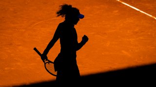 MADRID, SPAIN – MAY 01: Mayar Sherif of Egypt reacts during her match against Elise Mertens of Belgium in the fourth round on Day Eight of the Mutua Madrid Open at La Caja Magica on May 01, 2023 in Madrid, Spain.