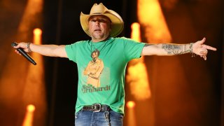 NASHVILLE, TENNESSEE – JUNE 10: Jason Aldean performs on stage during day three of CMA Fest 2023 at Nissan Stadium on June 10, 2023 in Nashville, Tennessee. (Photo by Terry Wyatt/WireImage,)