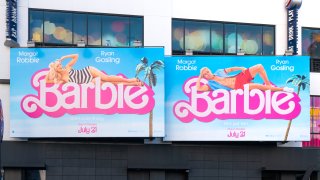 HOLLYWOOD, CA – JULY 20: General views of the ‘Barbie’ skyscraper billboard campaign at Hollywood & Highland on July 20, 2023 in Hollywood, California. (Photo by AaronP/Bauer-Griffin/GC Images)