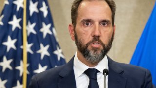 Special counsel Jack Smith speaks to members of the media at the US Department of Justice building in Washington, DC, on August 1, 2023.