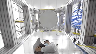 A researcher works inside a superconducting quantum computing laboratory at Beijing Academy of Quantum Information Sciences (BAQIS) on February 26, 2021 in Beijing, China.