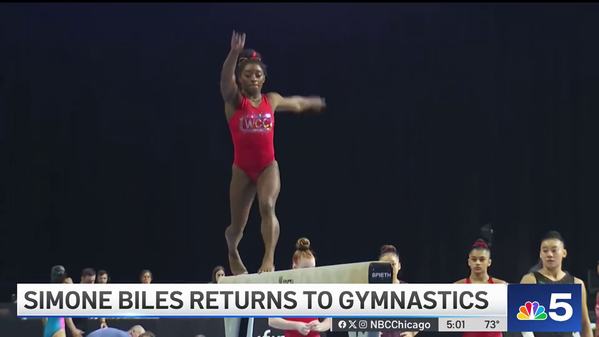Simone Biles returns to competitive gymnastics in Hoffman Estates