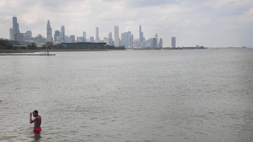 CHICAGO, ILLINOIS  – JULY 19:  Swimmers cool off at 31st Street Beach as temperatures climb into the 90’s with a heat index expected to reach as high as 115 degrees on July 19, 2019 in Chicago, Illinois. The heat wave gripping the city is affecting nearly two-thirds of the United states where more than 195 million people will experience temperatures above 90 degrees over the next few days.  (Photo by Scott Olson/Getty Images)