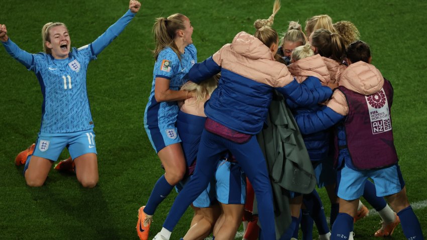 SYDNEY, AUSTRALIA – AUGUST 16: Alessia Russo of England celebrates after scoring her team’s third goal during the FIFA Women’s World Cup Australia & New Zealand 2023 Semi Final match between Australia and England at Stadium Australia on August 16, 2023 in Sydney, Australia.