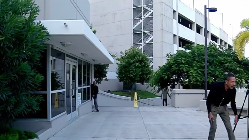 Video obtained by Telemundo affiliate WKAQ-TV shows the moment shots are fired near the courthouse entrance as media outlets were gathering nearby.